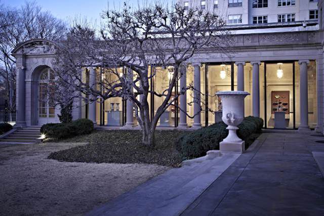 Exterior view of the new Portico Gallery for Decorative  Arts and Sculpture, The Frick Collection